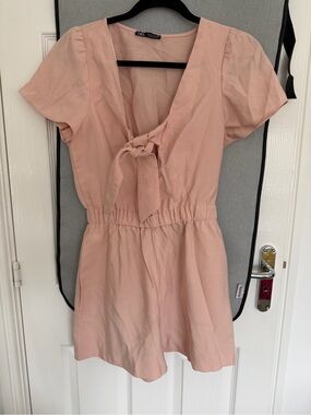 Zara Blush Pink Tie-Front Romper